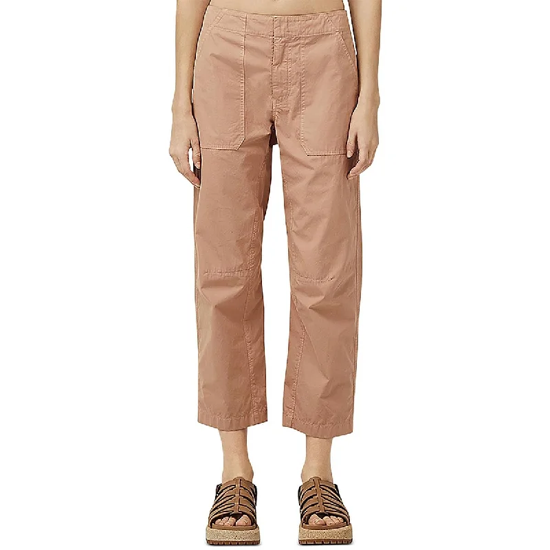 Womens High Rise Cropped Straight Leg Pants Soft Stretch Pants