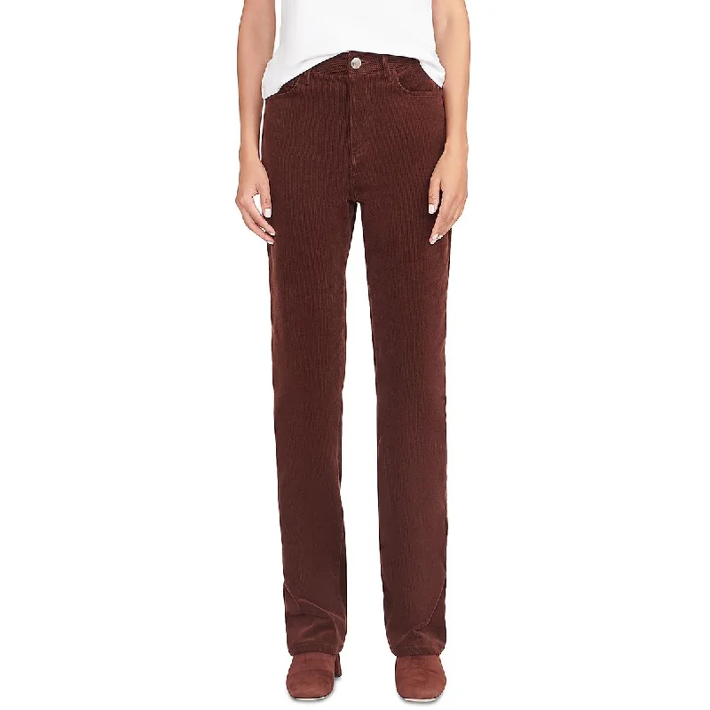 Womens High Rise Corduroy Straight Leg Pants Soft Stretch Leggings