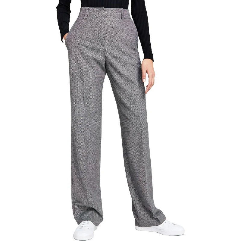 Womens High-Rise Recycled Polyester Straight Leg Pants Slim Fit Casual Pants
