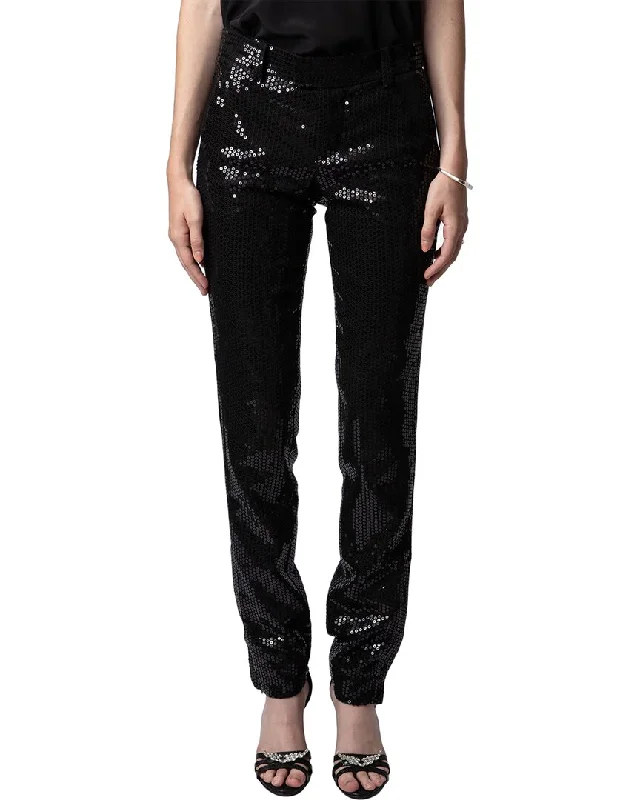 Zadig & Voltaire Prune Zip Sequins Pant Cozy Jogger Leggings