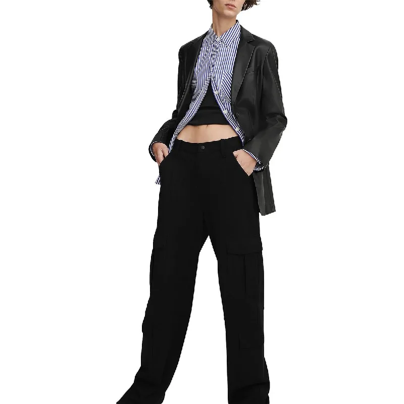 Irina Womens High Rise Knit Cargo Pants Soft Stretch Trousers