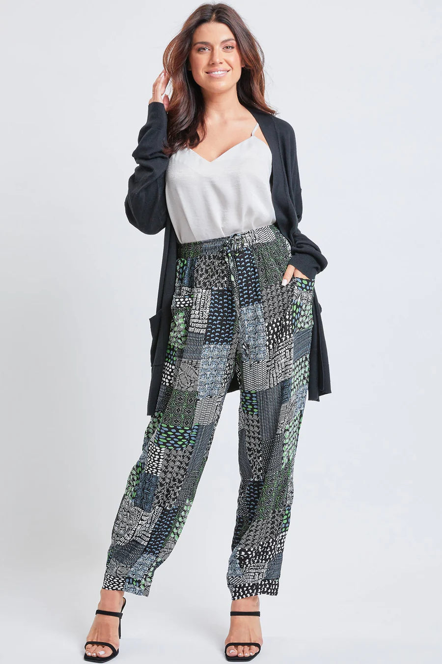 Blue patchwork pants Comfy Zip-Up Pants