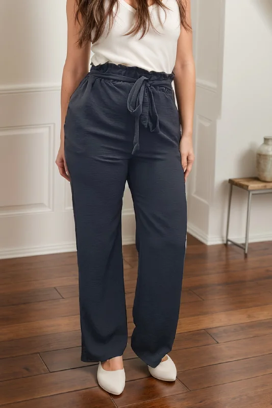 Classic Chic Pants - Black Stylish Paperbag Waist Pants