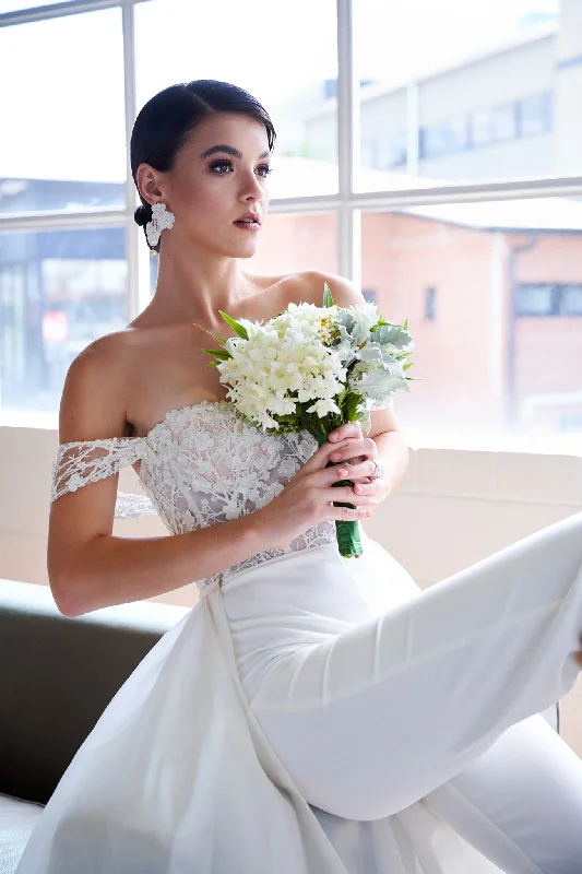 Elly Bridal Pantsuit Trendy Velvet Pants