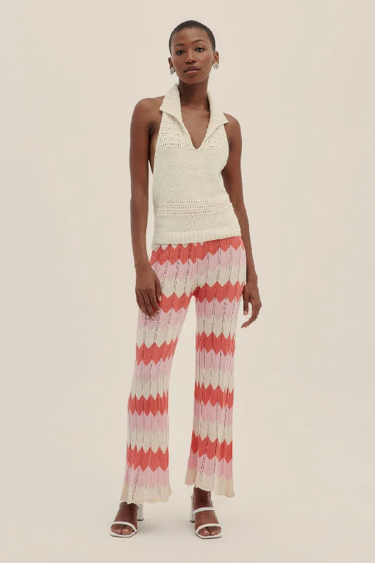 Fefe Knit Pants Coral Casual Skinny Fit Pants