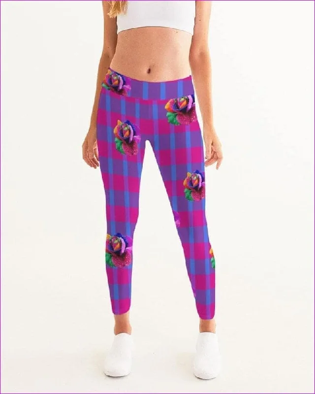 Floral Reign Plaid Womens Yoga Pants Elegant Palazzo Trousers