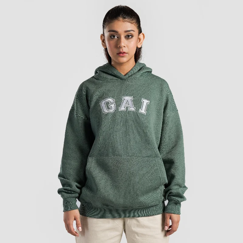 GA-I Essence Oversized Hoodie (Green) Hoodie Jacket Zipper Layering