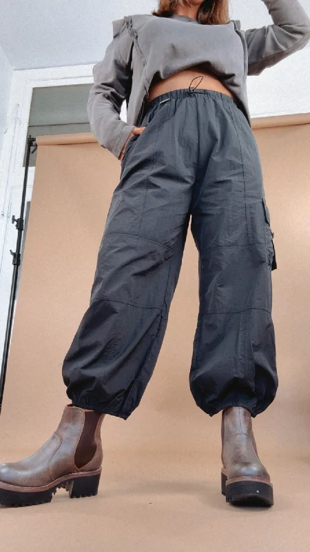 Get Going Cargo Pants, Black Elegant High-Waist Pants