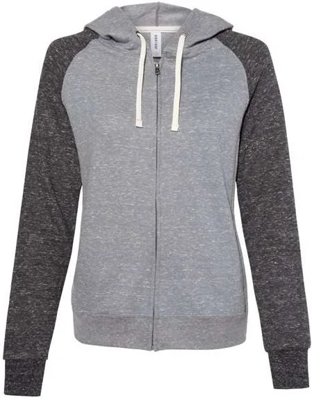 Jerzees 92WR Women's Snow Heather French Terry Full-Zip Hooded Sweatshirt - Charcoal Black Ink Hoodie with Crew Neck Simple Timeless Jerzees 92WR Women's Snow Heather French Terry Full-Zip Hooded Sweatshirt - Charcoal Black Ink Hoodie with Crew Neck Simple Timeless