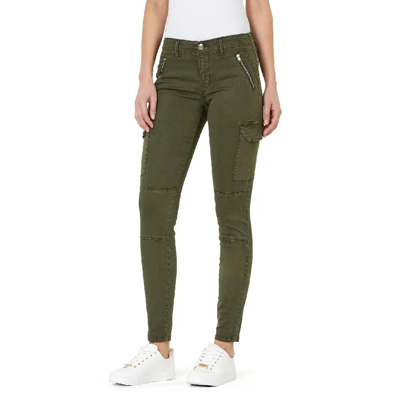 Kevin's Women's Mid-Rise Cargo Pant Comfy High-Waist Jeans