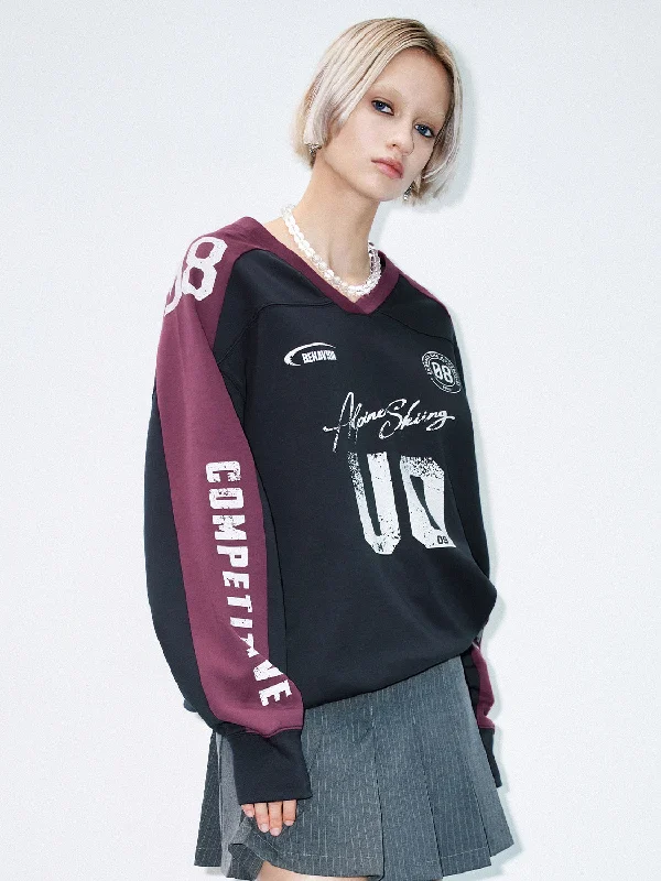 Loose Printed Sweatshirts Hoodie with Typography Text Message
