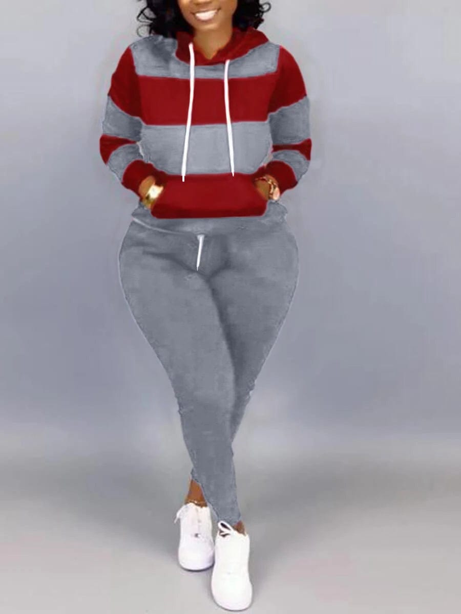 LW Plus Size Striped Drawstring Tracksuit Set Autumn Women Hoodie Pants Set Striped Printed Hooded Long Sleeve Warm Sweatshirts Hoodie with Cuffed Sleeves Snug Secure LW Plus Size Striped Drawstring Tracksuit Set Autumn Women Hoodie Pants Set Striped Printed Hooded Long Sleeve Warm Sweatshirts Hoodie with Cuffed Sleeves Snug Secure