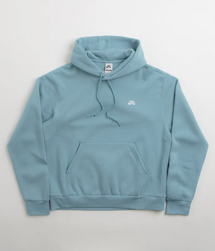 Nike SB Essential Small Logo Hoodie - Denim Turquoise / White Hoodie with Crew Neck Simple Timeless Nike SB Essential Small Logo Hoodie - Denim Turquoise / White Hoodie with Crew Neck Simple Timeless