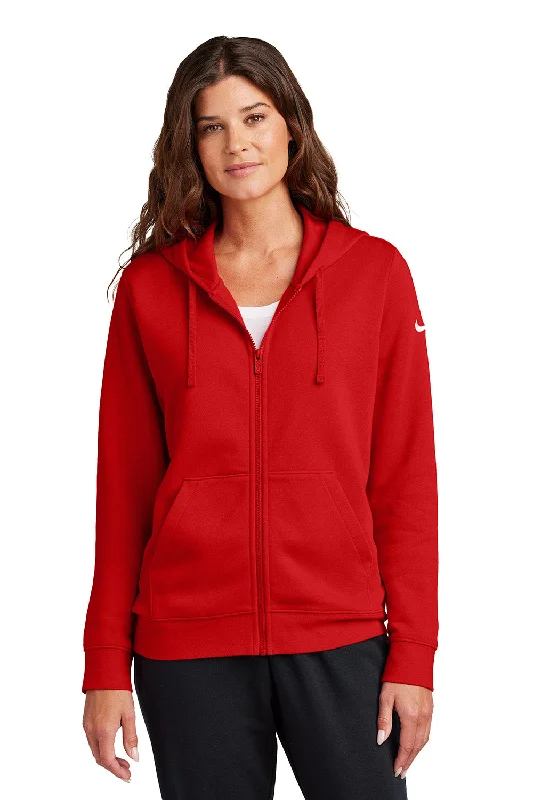 Nike Womens Club Fleece Full Zip Hooded Sweatshirt Hoodie w/ Pockets - University Red - New Hoodie with Monochrome Minimalist Simple Nike Womens Club Fleece Full Zip Hooded Sweatshirt Hoodie w/ Pockets - University Red - New Hoodie with Monochrome Minimalist Simple