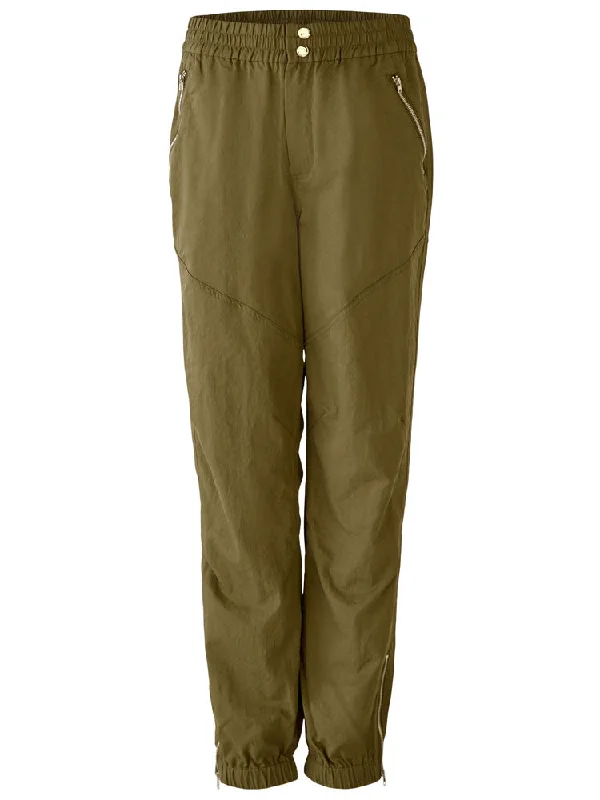 Oui Cuffed Pants Khaki Casual Track Pants