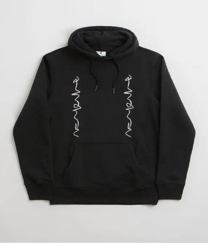 Poetic Collective Crayon Chain Hoodie - Black Hoodie with Longline Fit Extended Stylish Poetic Collective Crayon Chain Hoodie - Black Hoodie with Longline Fit Extended Stylish