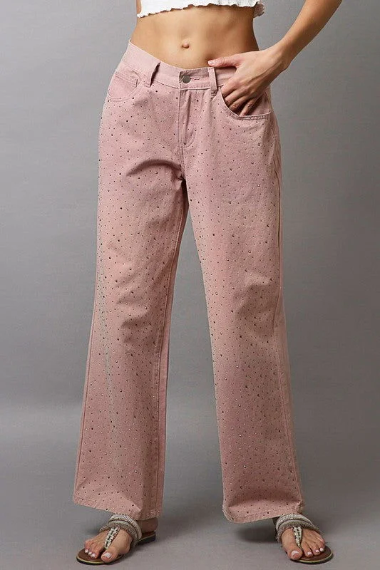 POL Embellishments Gradient Wide Leg Pants In Pink Chic Capri Pants