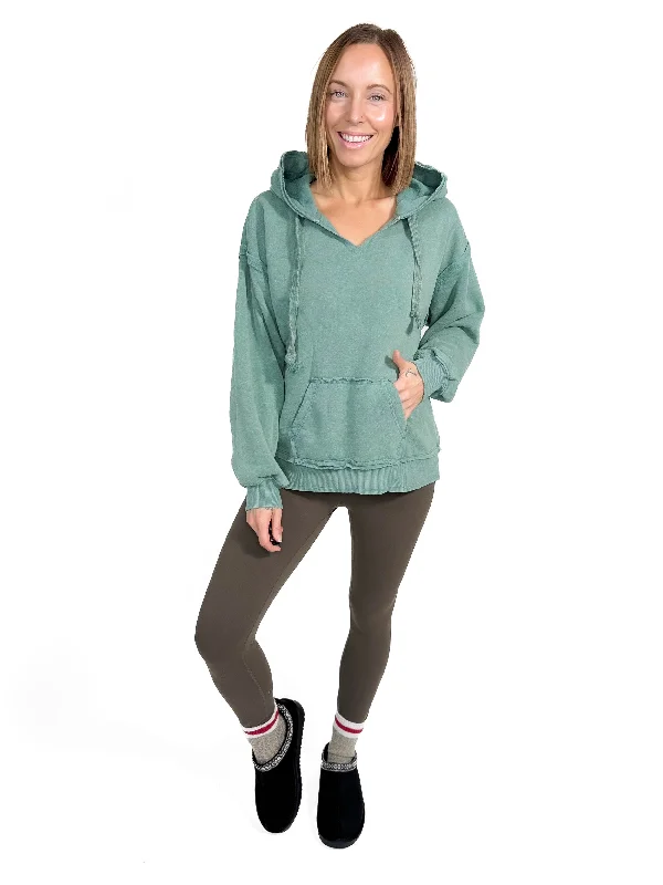 Reggie Distressed Hoodie- SAGE -FINAL SALE Hoodie with Hem Drawcord Adjustable Customizable Reggie Distressed Hoodie- SAGE -FINAL SALE Hoodie with Hem Drawcord Adjustable Customizable