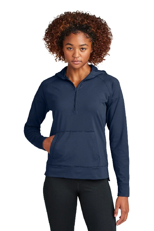 Sport-Tek Womens Sport-Wick Moisture Wicking 1/4 Zip Hooded Sweatshirt Hoodie w/ Pouch Pocket - True Navy Blue - New Hoodie with Side Slits Relaxed Casual Sport-Tek Womens Sport-Wick Moisture Wicking 1/4 Zip Hooded Sweatshirt Hoodie w/ Pouch Pocket - True Navy Blue - New Hoodie with Side Slits Relaxed Casual