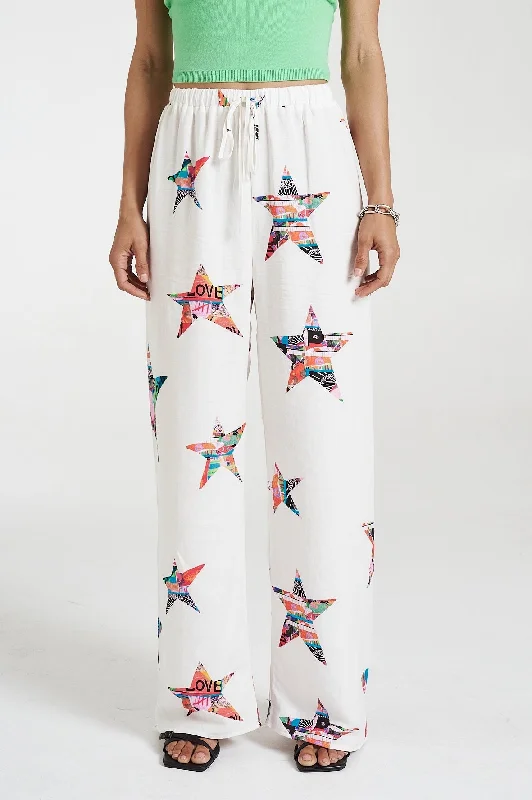 SUMMI SUMMI Womens Elastic Waist Linen Pants - Star X Lovers Comfortable Pleated Pants