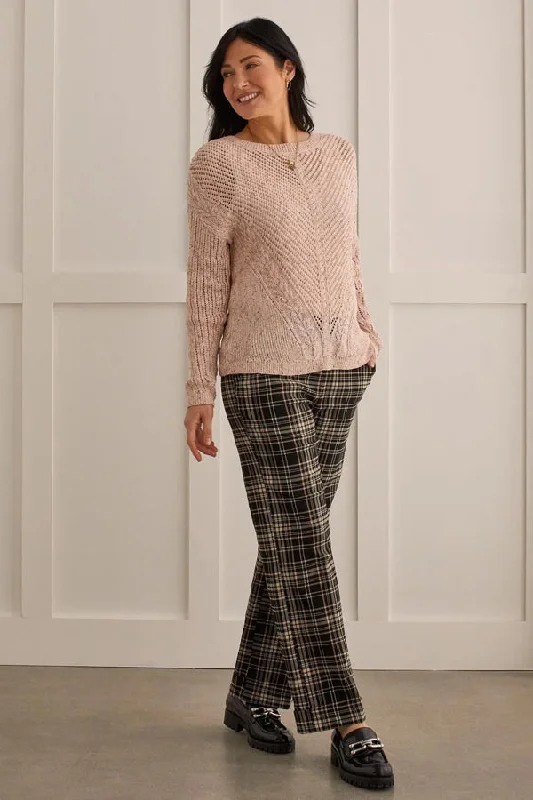 Tribal Pull-On Wide Leg Plaid Pants Comfy Athletic Pants