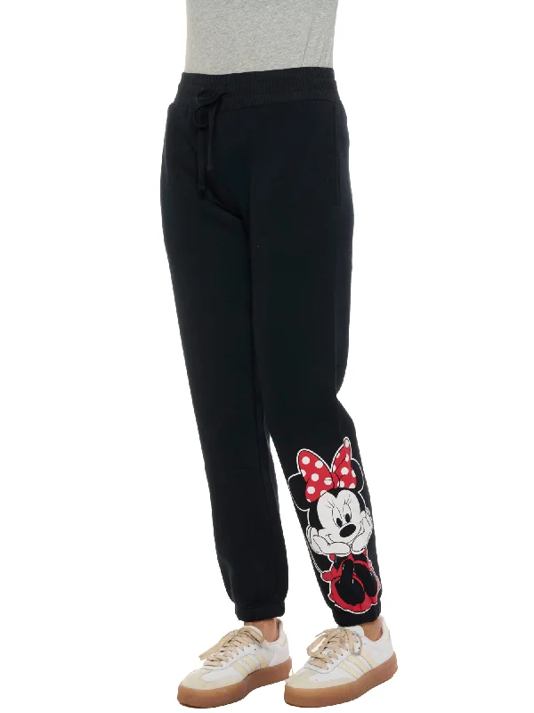 Womens Minnie Mouse Jogger Pants Lounge Wear Pockets bottom Cuff Disney Relaxed Casual Leggings