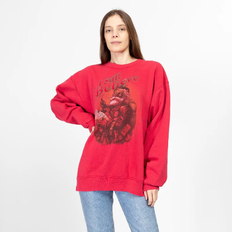 XL-XXL 90s Santa "I Still Believe" Christmas Sweatshirt Unisex Hoodie with Typography Text Message XL-XXL 90s Santa "I Still Believe" Christmas Sweatshirt Unisex Hoodie with Typography Text Message
