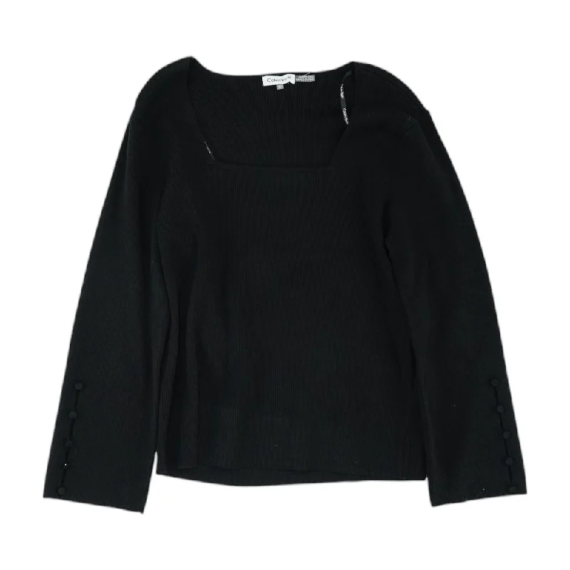 Black Solid Sweater Elegant Classic Vintage