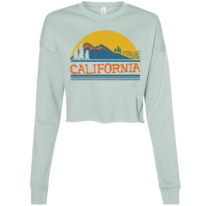 California Mountains Cropped Sweater Knit Fabric Woven Fabric Fleece Fabric