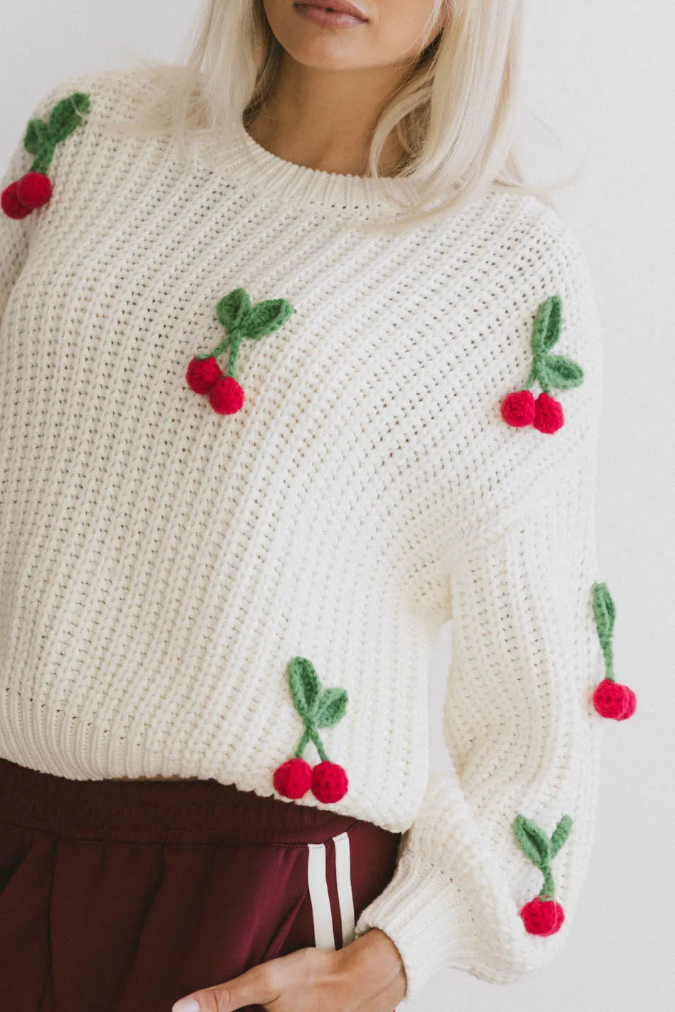 Cherry Knit Sweater Neon Metallic Matte