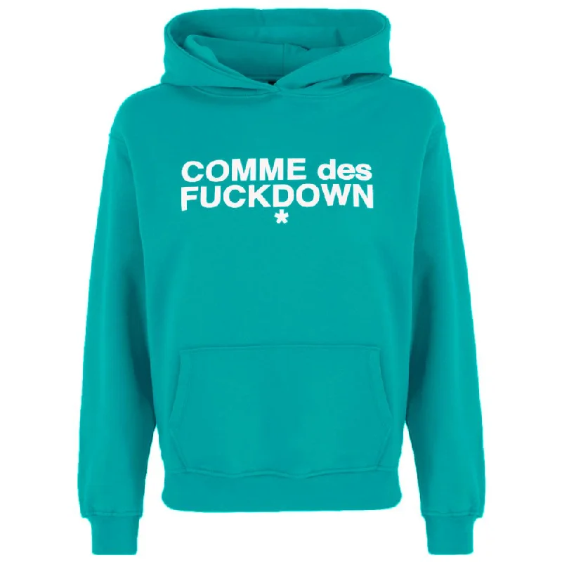 Comme Des Fuckdown Green Cotton Sweater Solid Print Embellished