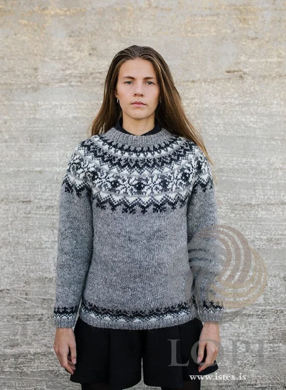 Fræ - Lettlopi Grey Wool sweater - Knitting Kit Stretchy Elastic Breathable