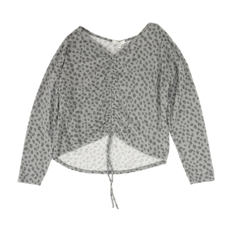 Gray Animal Print V-Neck Sweater Layered Multi-layer Single Layer