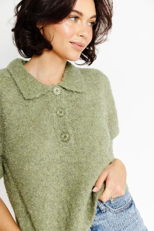 Jolee Sweater in Olive Iron Safe Non-Iron Wrinkle Free