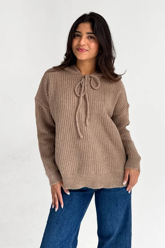 Skylar Sweater in Mocha Print Jacquard Patchwork