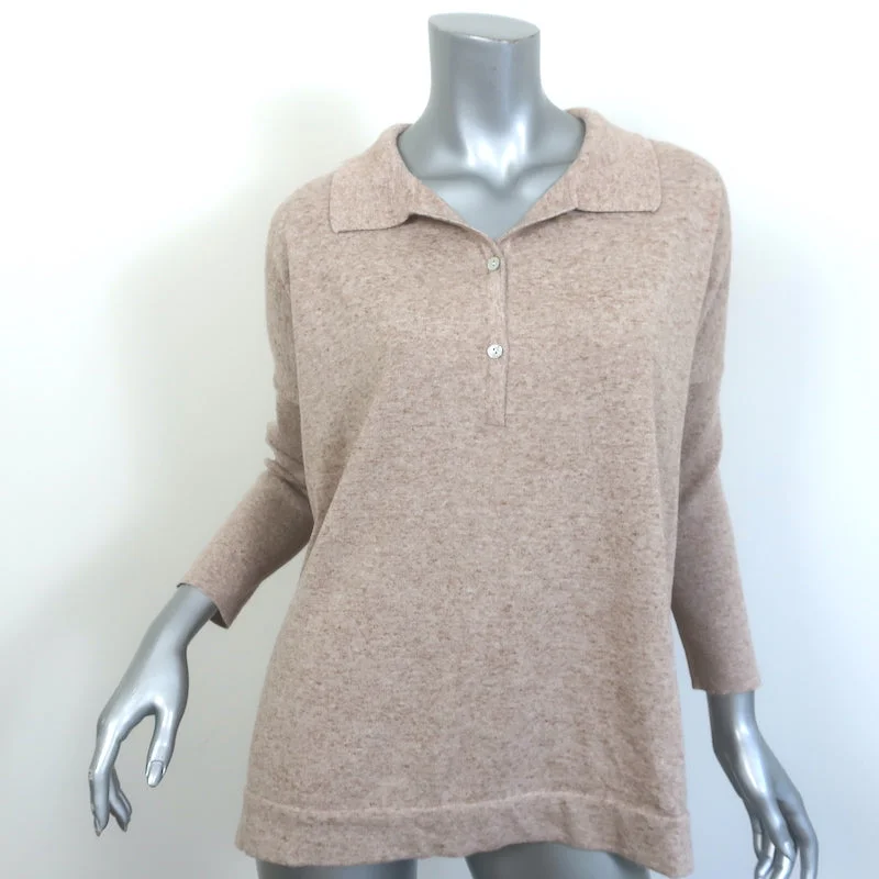 Tuckernuck Clayton Long Sleeve Polo Sweater Beige Knit Size Medium/Large NEW Terry Blend Velvet Blend Canvas Blend