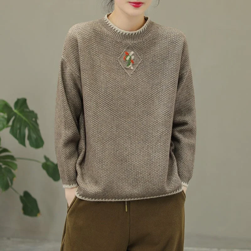 Winter Casual Embroidery Knitted Patchwork Sweater Jersey Fabric Tulle Fabric Batik Fabric