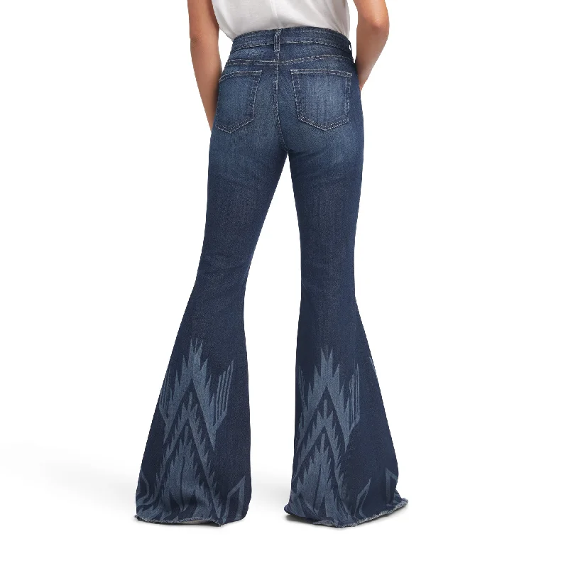 Women's Ariat High Rise Chimayo Bottom Flare Jean #10042603 Trendy Patchwork Denim Jeans Women's Ariat High Rise Chimayo Bottom Flare Jean #10042603 Trendy Patchwork Denim Jeans