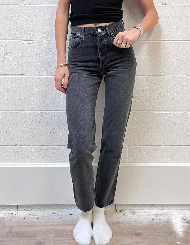 90's Pinch Waist Jean in Hitch Fashionable Raw Edge Jeans