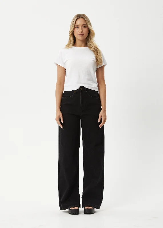 AFENDS Womens Bella - Denim Wide Leg Baggy Jean - Washed Black Cozy Relaxed Fit Denim Jeans AFENDS Womens Bella - Denim Wide Leg Baggy Jean - Washed Black Cozy Relaxed Fit Denim Jeans
