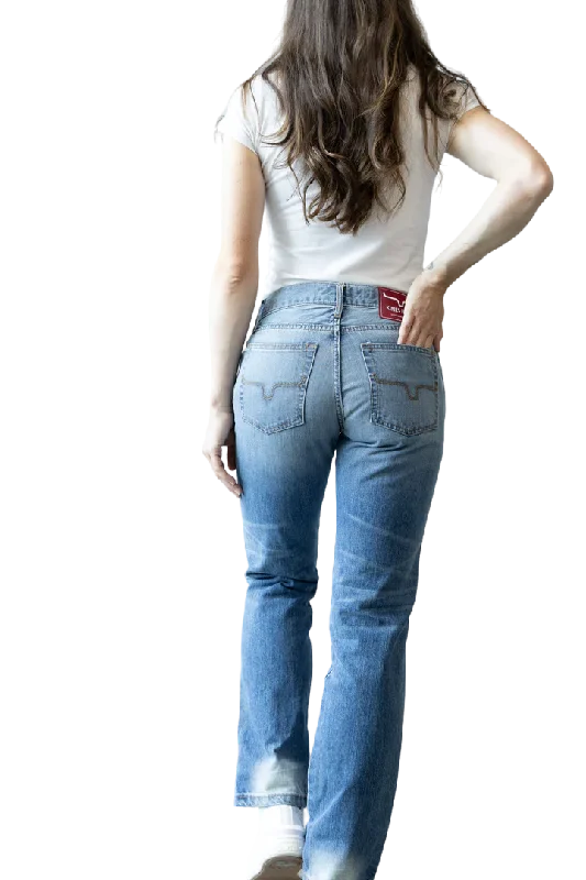 Kimes Ranch Ladies' Brooks Mid Wash Jean Trendy Wide-Leg High-Waist Denim