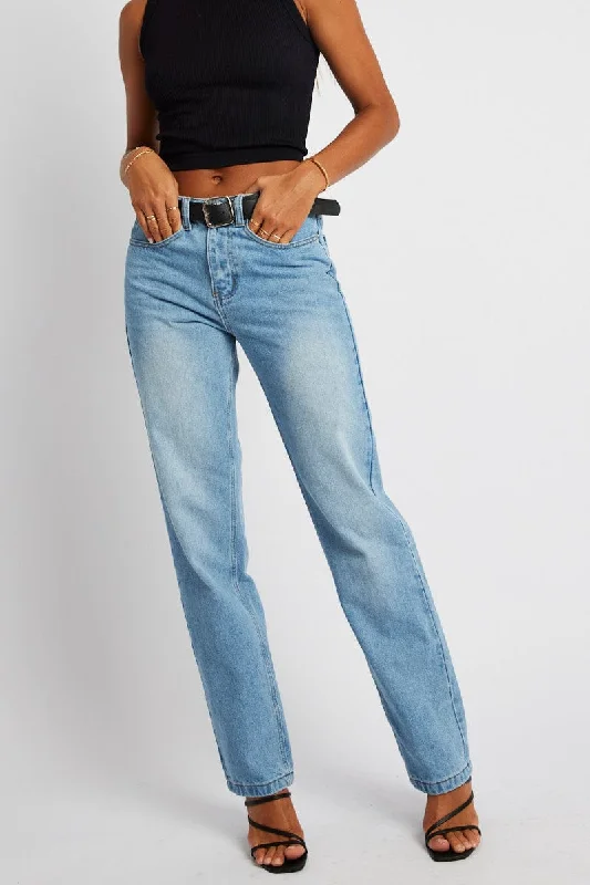 Denim Straight Jean High Rise Cozy Relaxed Fit Jeans