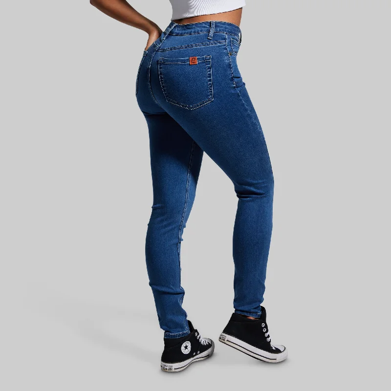 FLEX Stretchy High-Rise Skinny Jean (Mid Wash) Comfortable Full-Length Denim Jeans