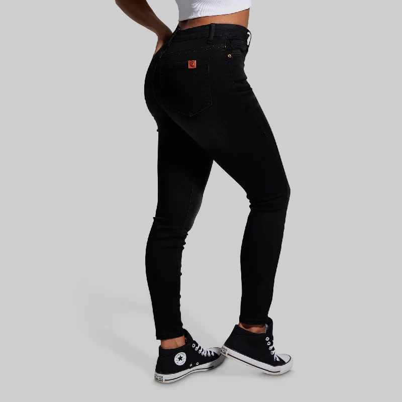 FLEX Stretchy High-Rise Skinny Jean (Black) Comfortable Stretch Fit Jeans