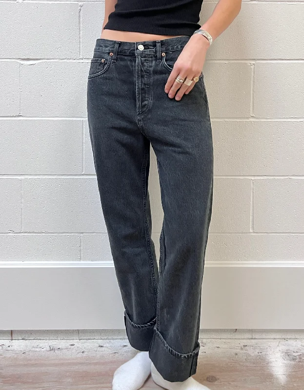 Fran Jean in Black Tea Comfortable Low-Rise Jeans