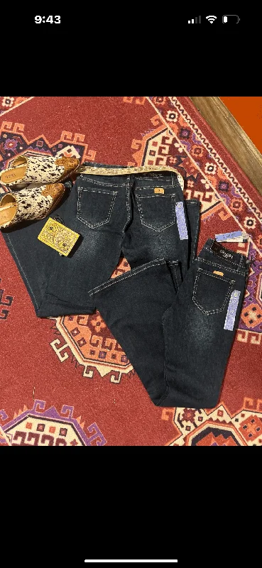 Grace in LA Mid Rise Flare Plus Size Jean Easy Fit Bell EL-9518 DK-32 PLUS Stylish Paperbag Waist Denim Grace in LA Mid Rise Flare Plus Size Jean Easy Fit Bell EL-9518 DK-32 PLUS Stylish Paperbag Waist Denim