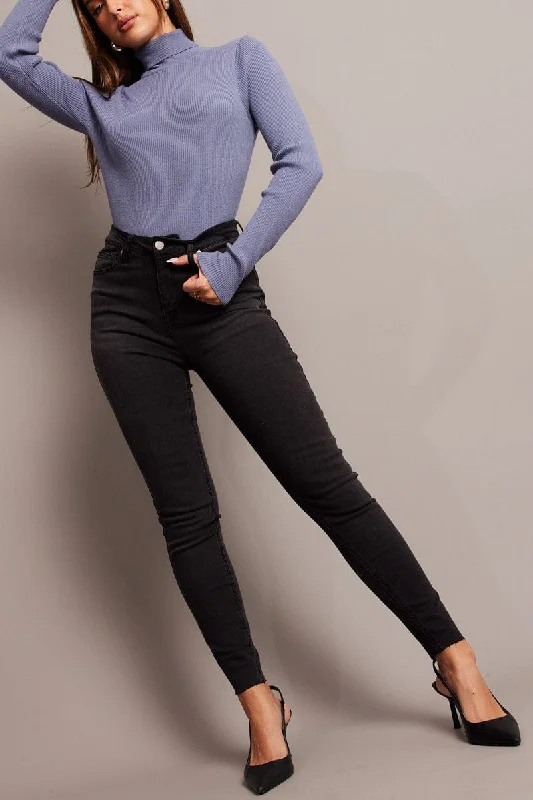 Grey Skinny Jean High Rise Comfortable Flare Leg Jeans