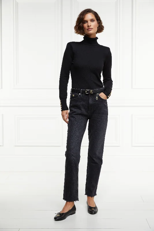 High Rise Slim Jean (Washed Black) Fashionable Bootcut Jeans