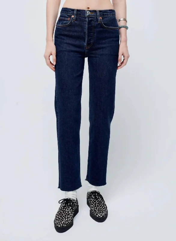 High Rise Stove Pipe Jean In Dark Rinse Stylish Plus Size Denim Jeans
