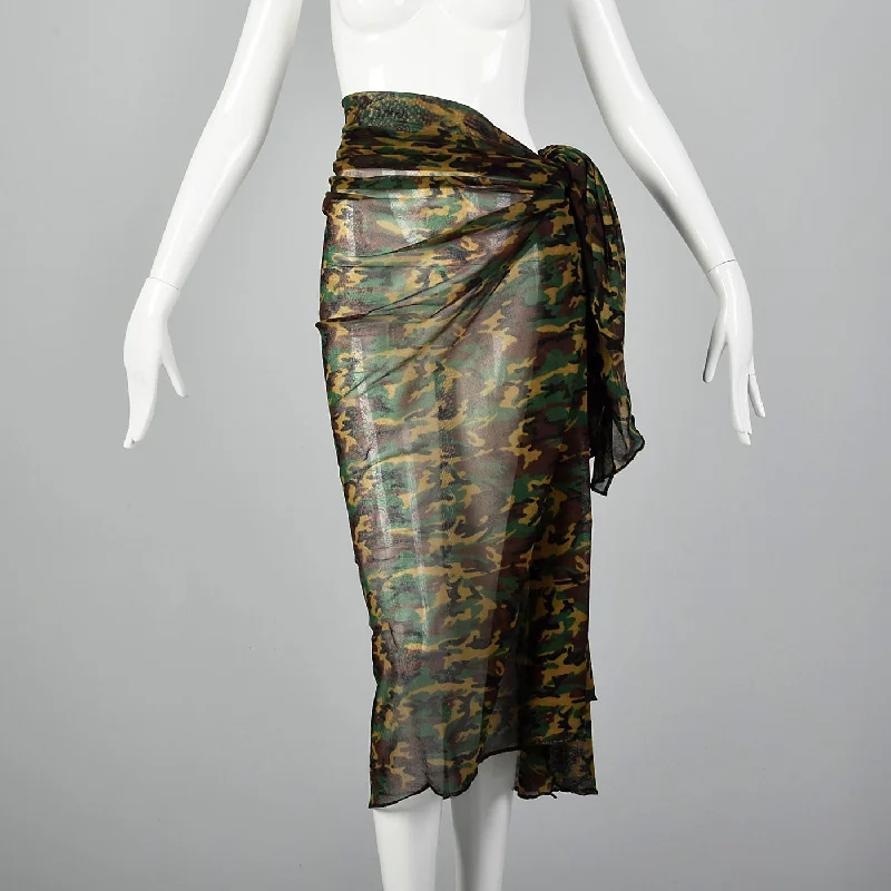 Jean Paul Gaultier Camo Mesh Wrap Comfortable Full-Length Denim Jeans